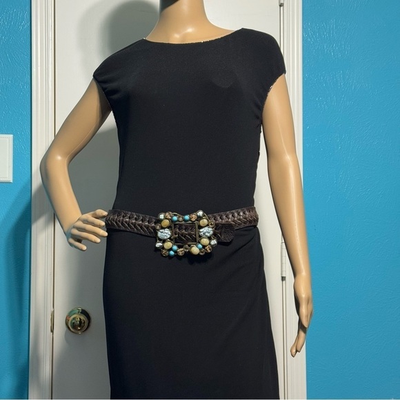 LeatheRock Brown Braided Leather Semi Precious Stone Encrusted Buckle Belt S main image 12